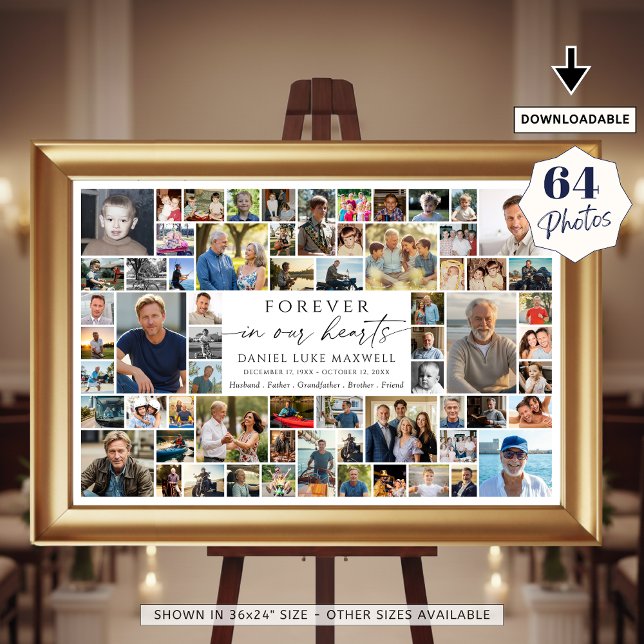 Affiche Mémorial 64 Collage de photos À jamais dans nos cœ (Créateur téléchargé)