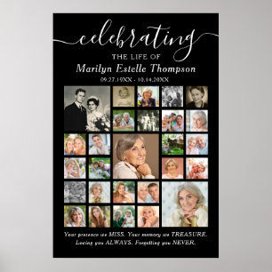 Affiche Mémorial célébrant la vie Citation 27 Collage de p