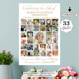 Affiche Mémorial célébrant la vie Citation 33 Collage de p