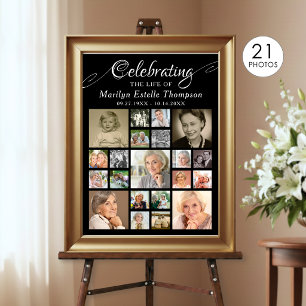 Affiche Mémorial CÉLÉBRANT LA VIE DE 21 Photo Noir
