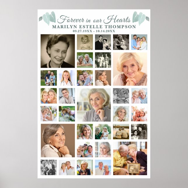 Affiche Mémorial Coeurs botaniques 33 Photo Collage (Devant)