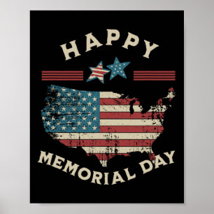 Affiche Memorial Day American Flag Memorial Day 4 Jul