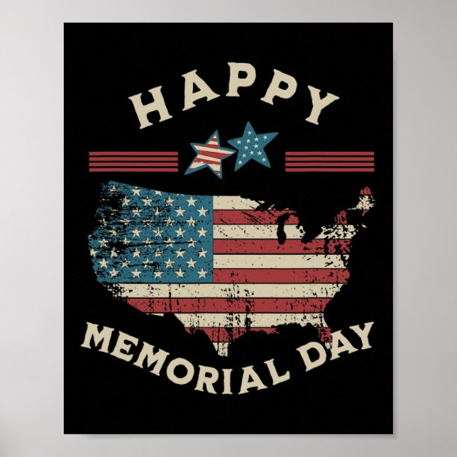 Affiche Memorial Day American Flag Memorial Day 4 Jul (Devant)