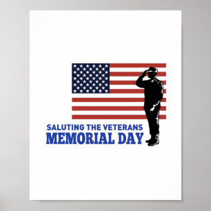 Affiche Memorial Day salue les vétérans du papier patrioti