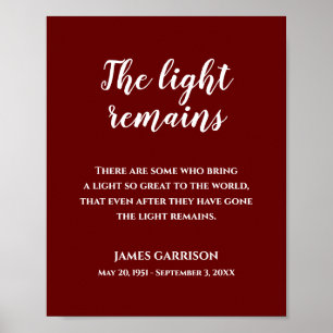 Affiche Mémorial de citation White On Red The Light Remain