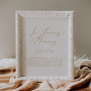 Affiche Mémorial de mariage délicat or crème souvenir aima
