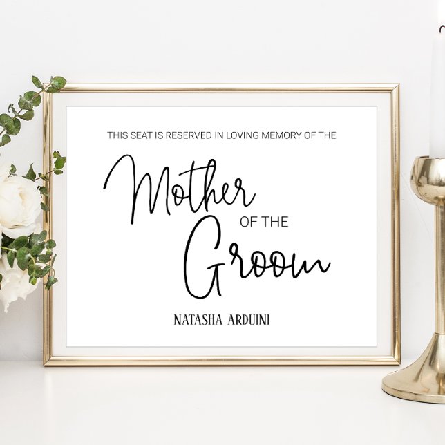 Affiche Mémorial de mariage place réservée pour la mère du (Créateur téléchargé)