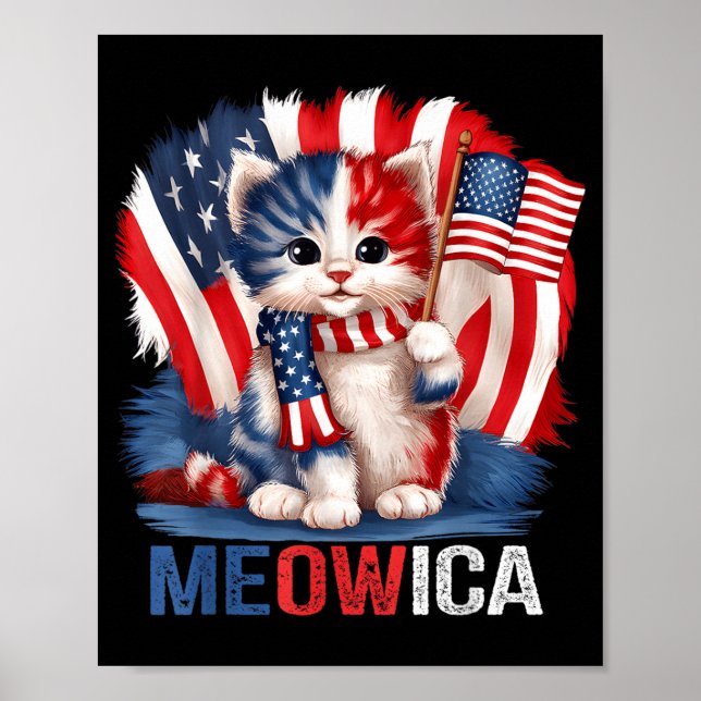 Affiche Mémorial drôle de chat Meowica Jour du drapeau amé (Devant)