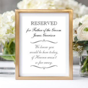 Affiche Mémorial du Père du Marié Réservé Mariage