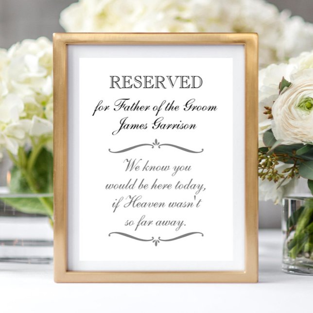 Affiche Mémorial du Père du Marié Réservé Mariage (Créateur téléchargé)