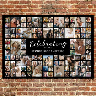Affiche Mémorial funéraire Collage de 100 photos