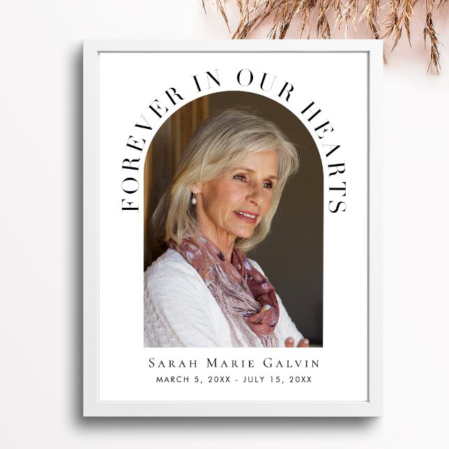 Affiche Mémorial Funéraire Photo Pour Toujours Dans Nos Cœ (Créateur téléchargé)