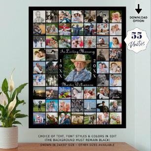 Affiche Memorial IN LOVING MEMORY 55 Photo Collage Black