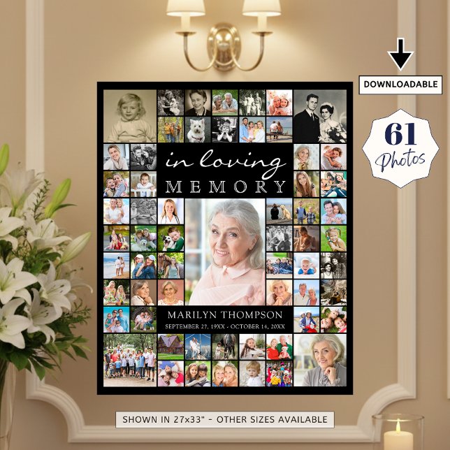 Affiche Memorial IN LOVING MEMORY 61 Photo Collage Black (Créateur téléchargé)