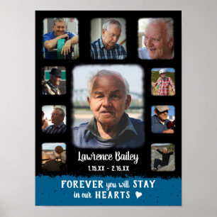 Affiche Memorial Keepsake Edge Fade Photo Collage Blk Blue