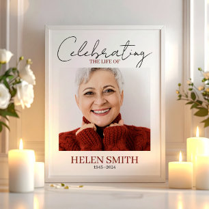 Affiche Mémorial Minimaliste Simple Photo Funérailles