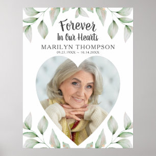 Affiche Mémorial Photo en forme de cœur À JAMAIS DANS NOS