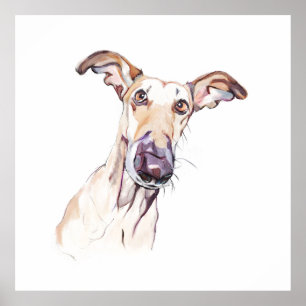 Affiche Mémorial pour animaux Greyhound, Aquarelle