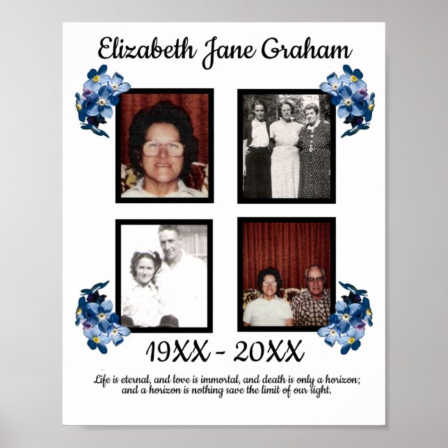 Affiche Mémorial Quatre Photo Bleu Oubliez-moi pas les fle (Devant)