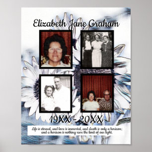 Affiche Mémorial Quatre photos Bleu blanc Tournesols numér