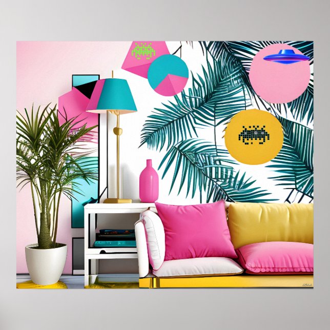 Affiche Memphis Design Party in the Living Room (Devant)