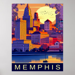 Affiche Memphis, Mississippi River, Voyage