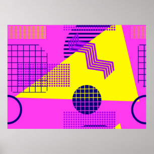 Affiche Memphis motif sans faille, formes géométriques dan