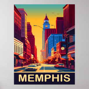 Affiche Memphis, Rues de la ville, Voyage