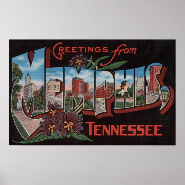 Affiche Memphis, Tennessee - Scènes de grandes lettres 3 (Devant)