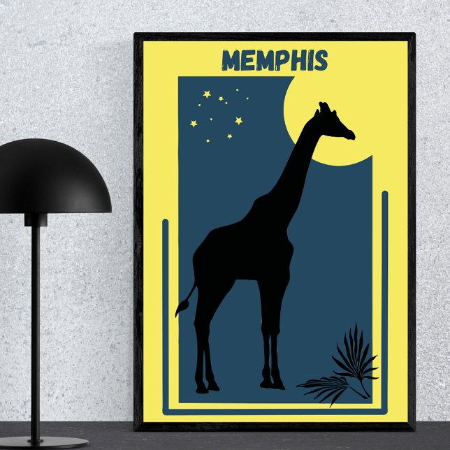 Affiche Memphis Zoo Tennessee Vintage Giraffe (Créateur téléchargé)