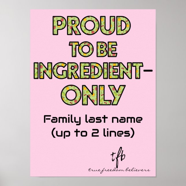 Affiche Ménage réservé aux ingrédients Petites (Devant)