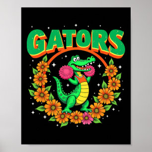 Affiche Menagère de pom-pom girls Gator Floral Rétro Ck Po
