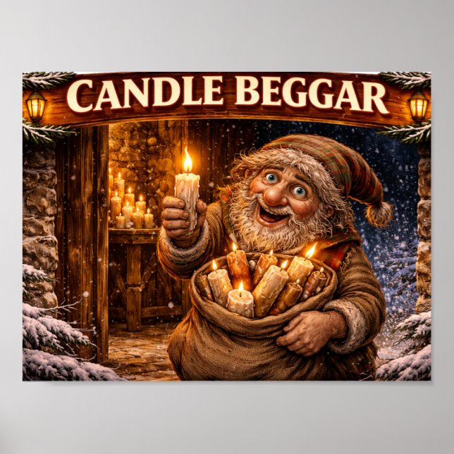 Affiche Mendiant de bougie lutin de Noël islandais (Devant)