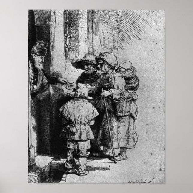 Affiche Mendiants à la porte d'une maison, 1648 (Devant)