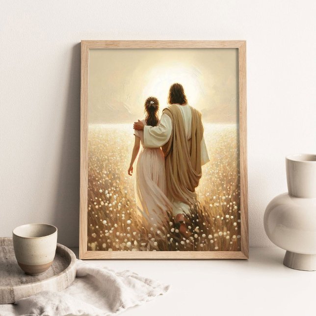 Affiche Mène le chemin, Art chrétien, Jésus marchant avec  (Créateur téléchargé)