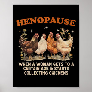 Affiche Ménopause Femmes Ramassant Poulet Drôle Ferme Chic