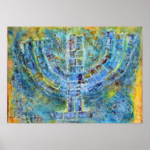Affiche Menorah bleue
