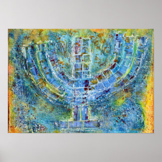 Affiche Menorah bleue