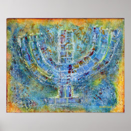 Affiche Menorah bleue