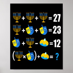 Affiche Menorah de Hanoukka dreidel beignet maths enseigne