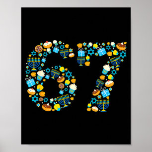 Affiche Menorah de Hanukkah Dreidel 67 Festive Chanukah Si