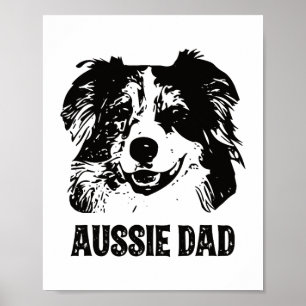 Affiche Mens Aussie Papa - Australian Shepherd Chien Papa