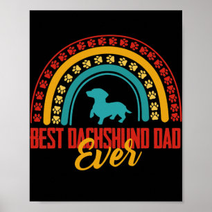 Affiche Mens Best Dachshund papa jamais Rainbow Dachshund