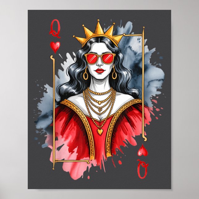 Affiche mens Card Valentines Queen Hearts (Devant)