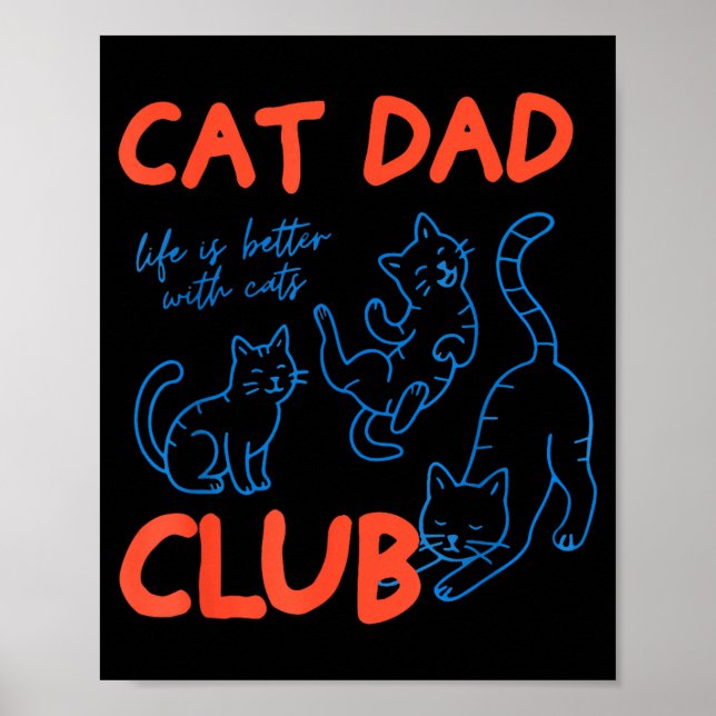 Affiche Mens Cat Dad Club Funny Cat Meme Fathers Day Cat L (Devant)