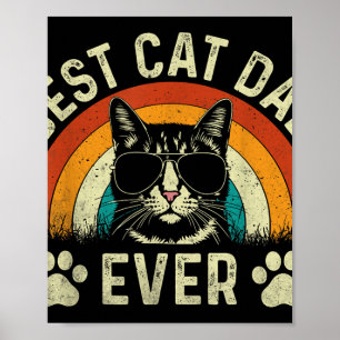 Affiche Mens Chat Papa Meilleur Chat Papa Jamais Drôle Cha