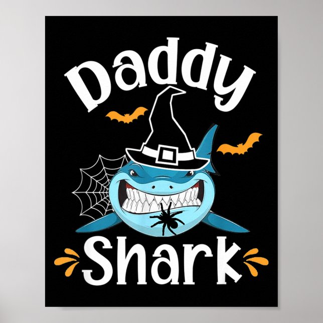 Affiche Mens Daddy Shark Funny Halloween Daddy Announcemen (Devant)