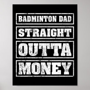 Affiche Mens Dminton Papa Droit Devant L'Argent Dminton Fa
