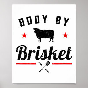 Affiche Mens Drôle Barbecue Corps Par Brisket Griller Ou F