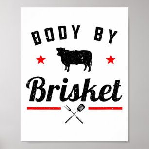 Affiche Mens Drôle Barbecue Corps Par Brisket Griller Ou F